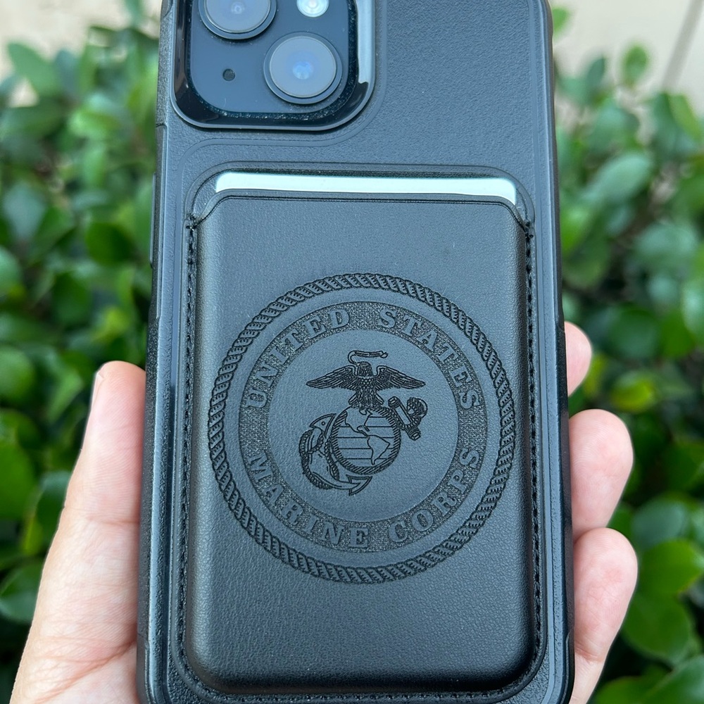 USMC Laser Engraved Magnetic Wallet Phone Case – Marine Corps Card Holder